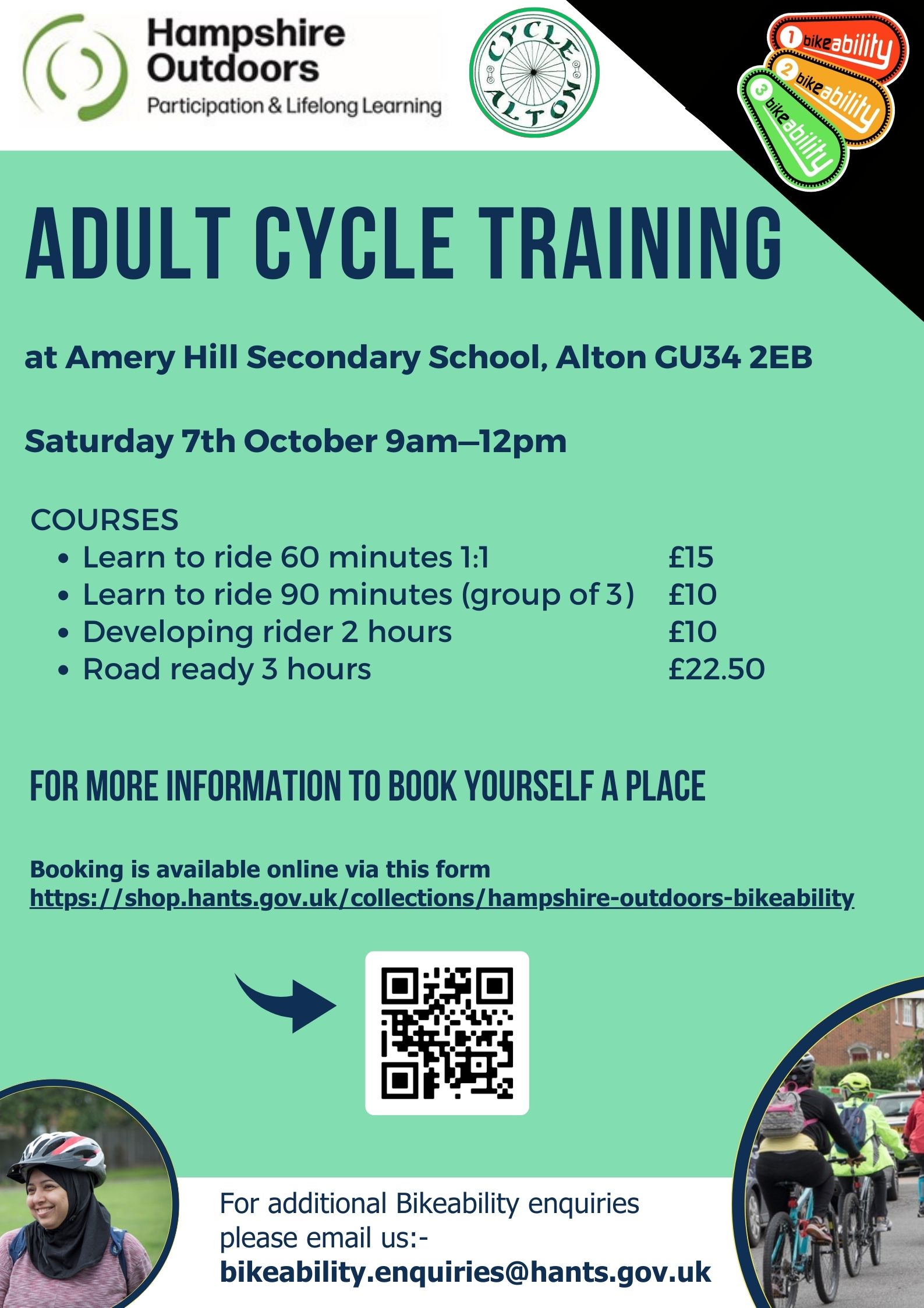 Cycle training for online adults